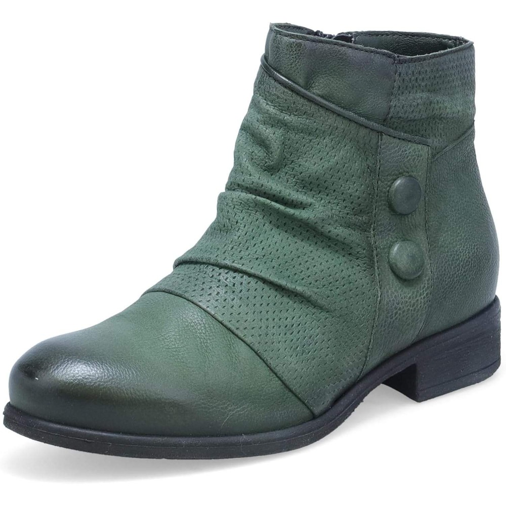 Miz Mooz Sallie Ankle Boots Olive Leather Perforated Round Toe EU 40 (9-9.5)